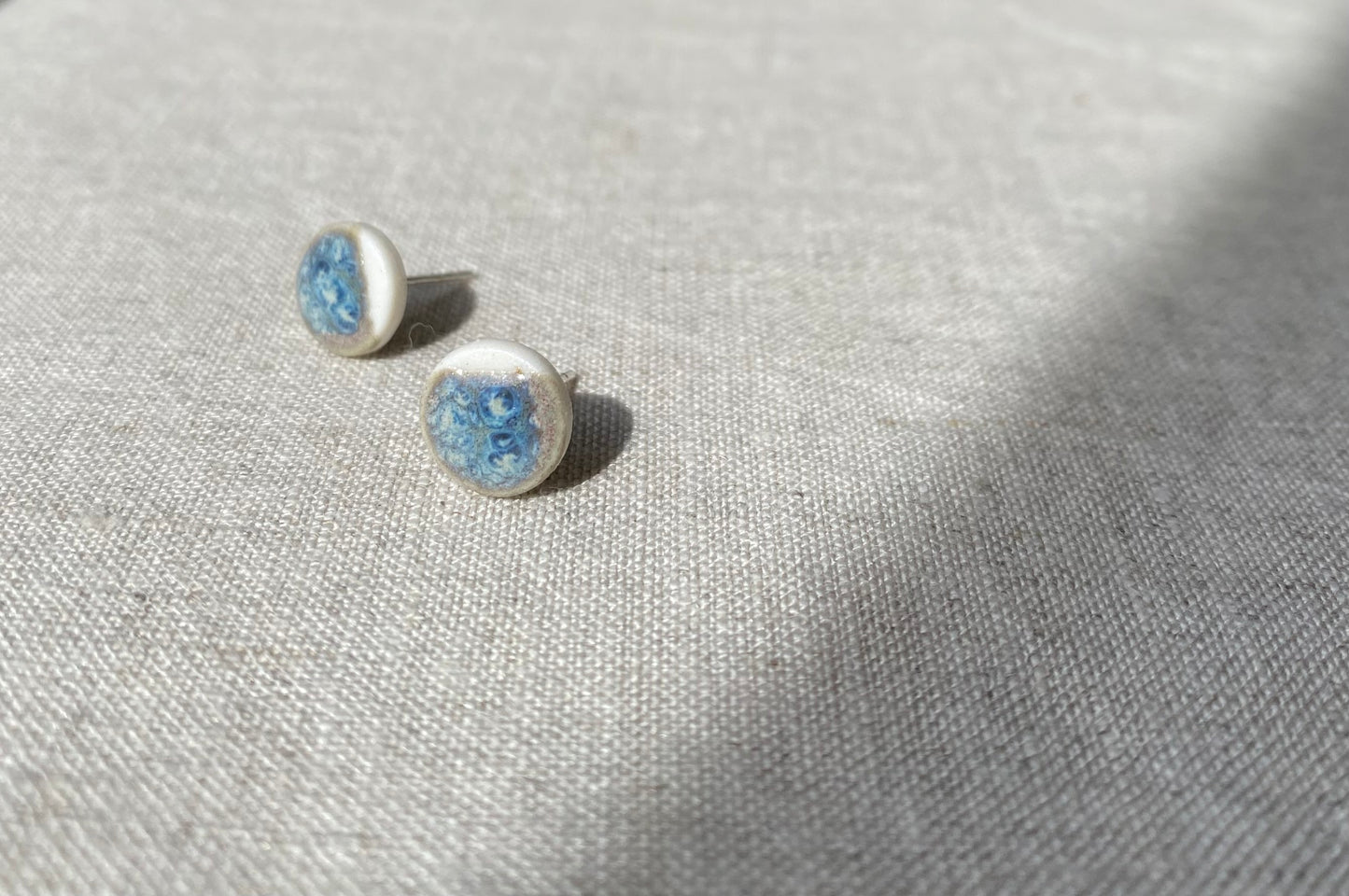 Porcelain painted studs | Blue rutile and toasted sage | 2