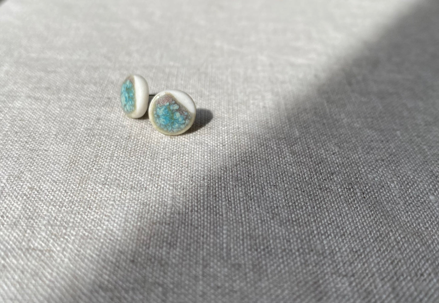 Porcelain painted studs | Turquoise and toasted sage