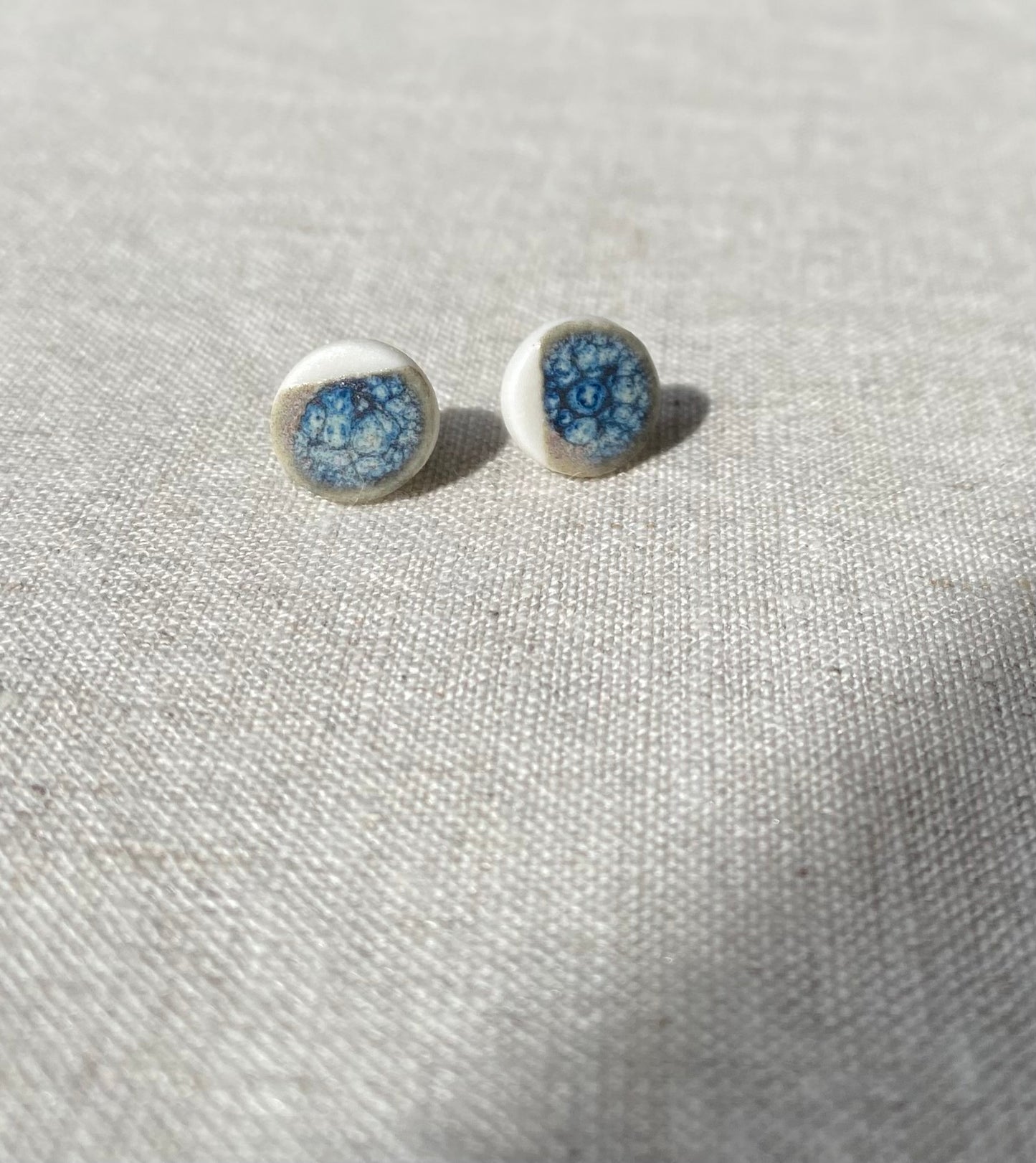 Porcelain painted studs | Blue rutile and toasted sage | 2