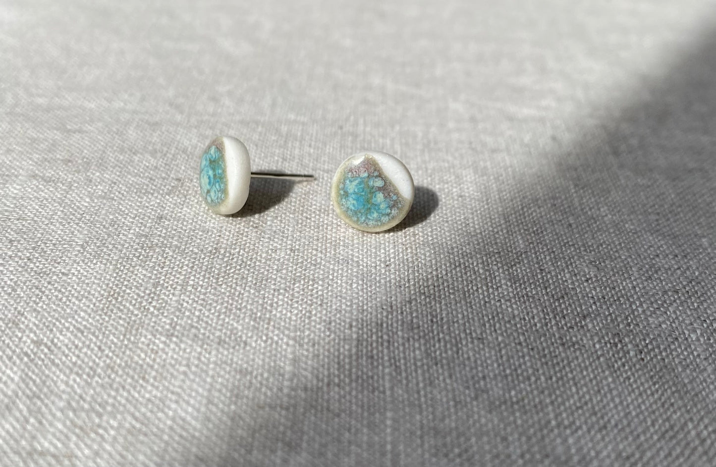 Porcelain painted studs | Turquoise and toasted sage