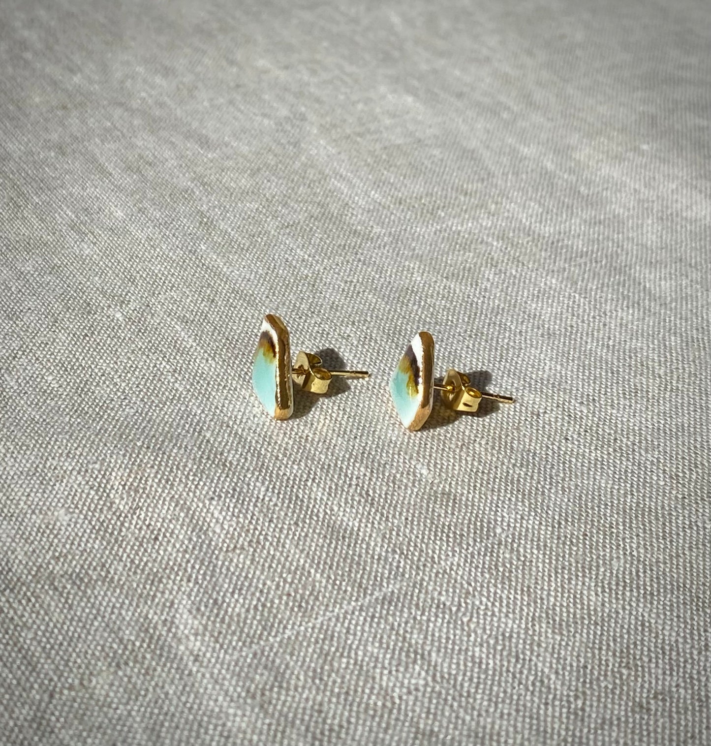 Fragment studs | celadon and ironstone 2