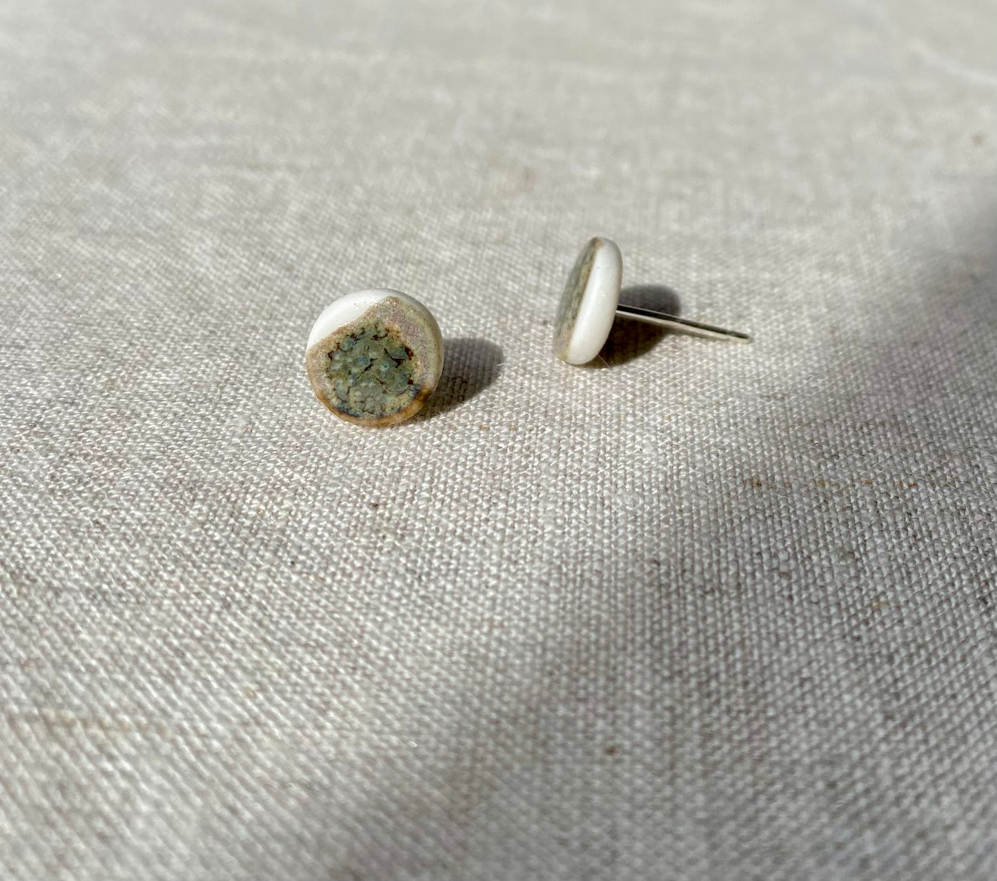 Porcelain painted studs | Ironstone and toasted sage