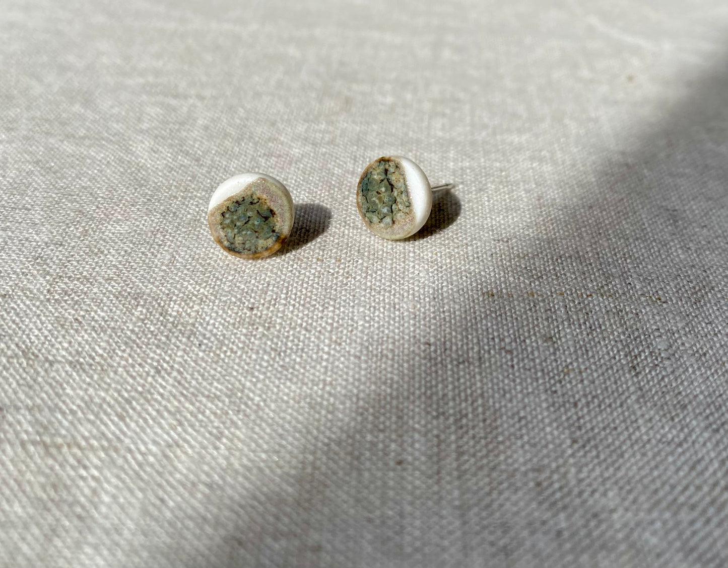 Porcelain painted studs | Ironstone and toasted sage