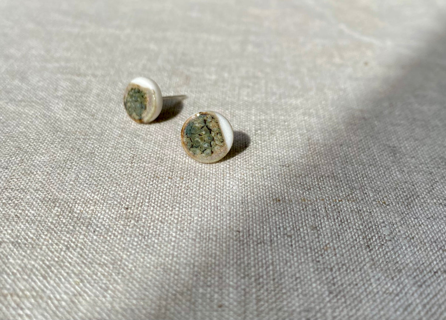 Porcelain painted studs | Ironstone and toasted sage