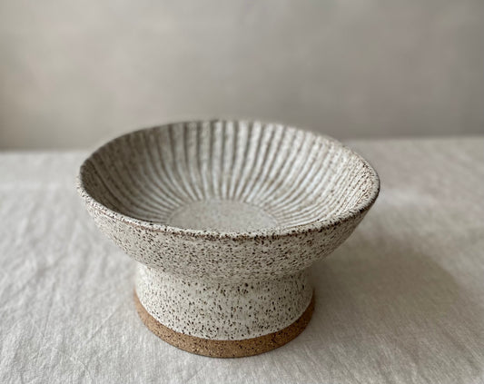 Pedestal Bowl | Carved | Large | Speckled