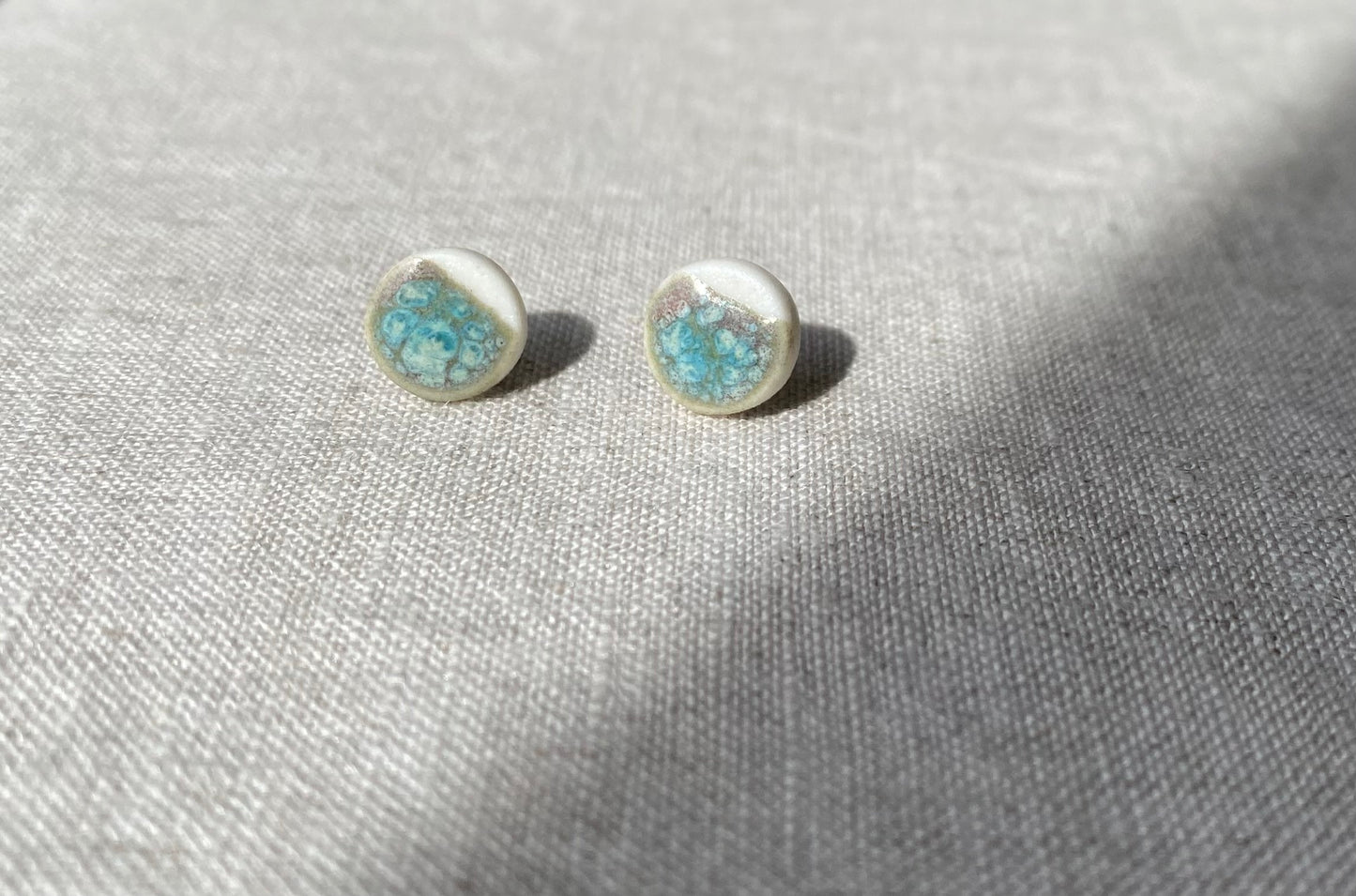 Porcelain painted studs | Turquoise and toasted sage