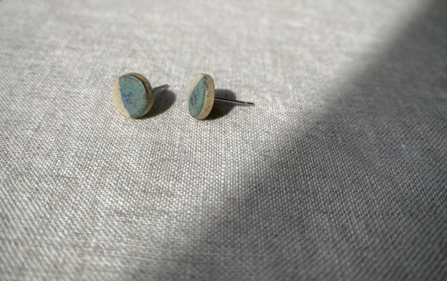 Dipped studs | Buff stoneware | Moss