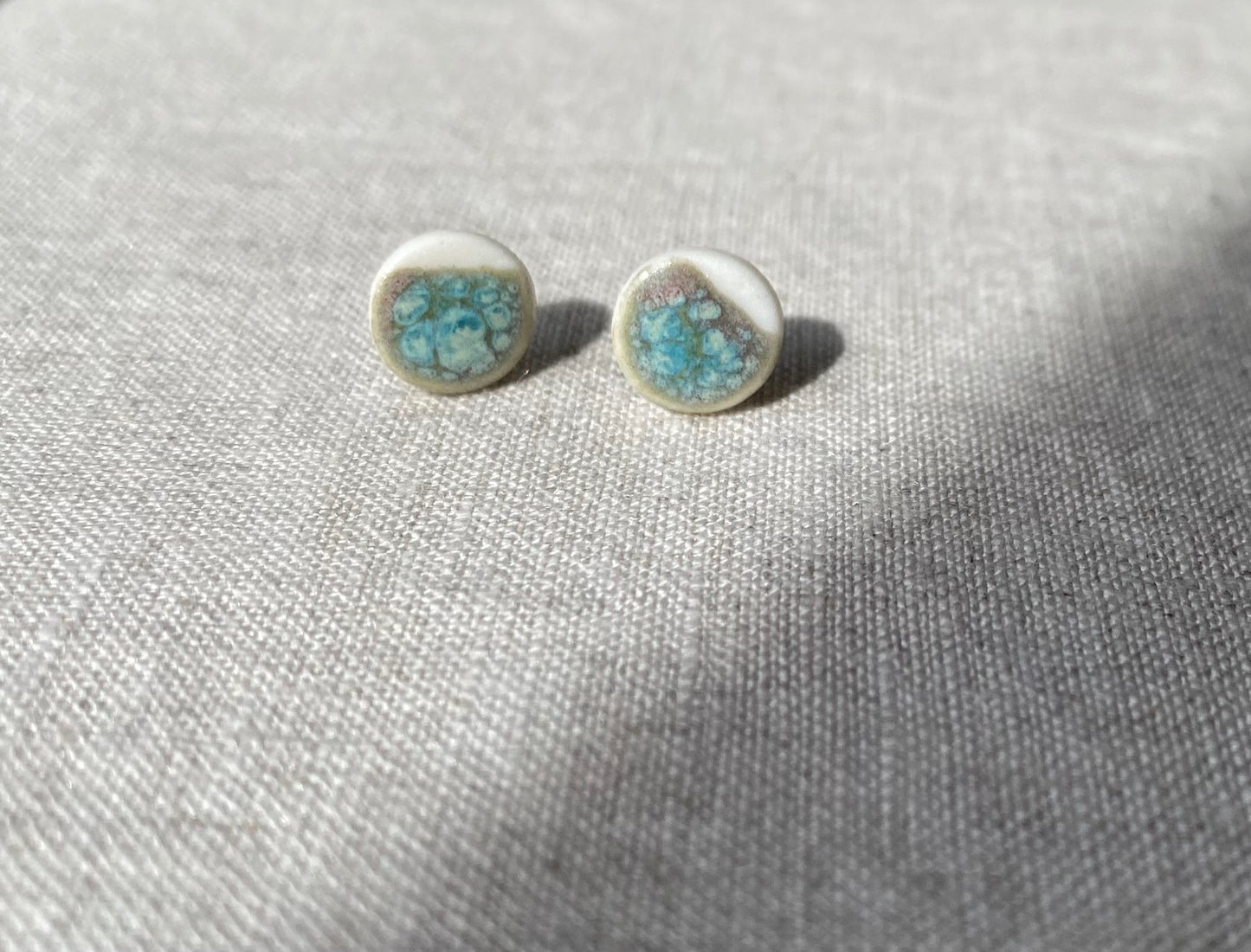 Porcelain painted studs | Turquoise and toasted sage