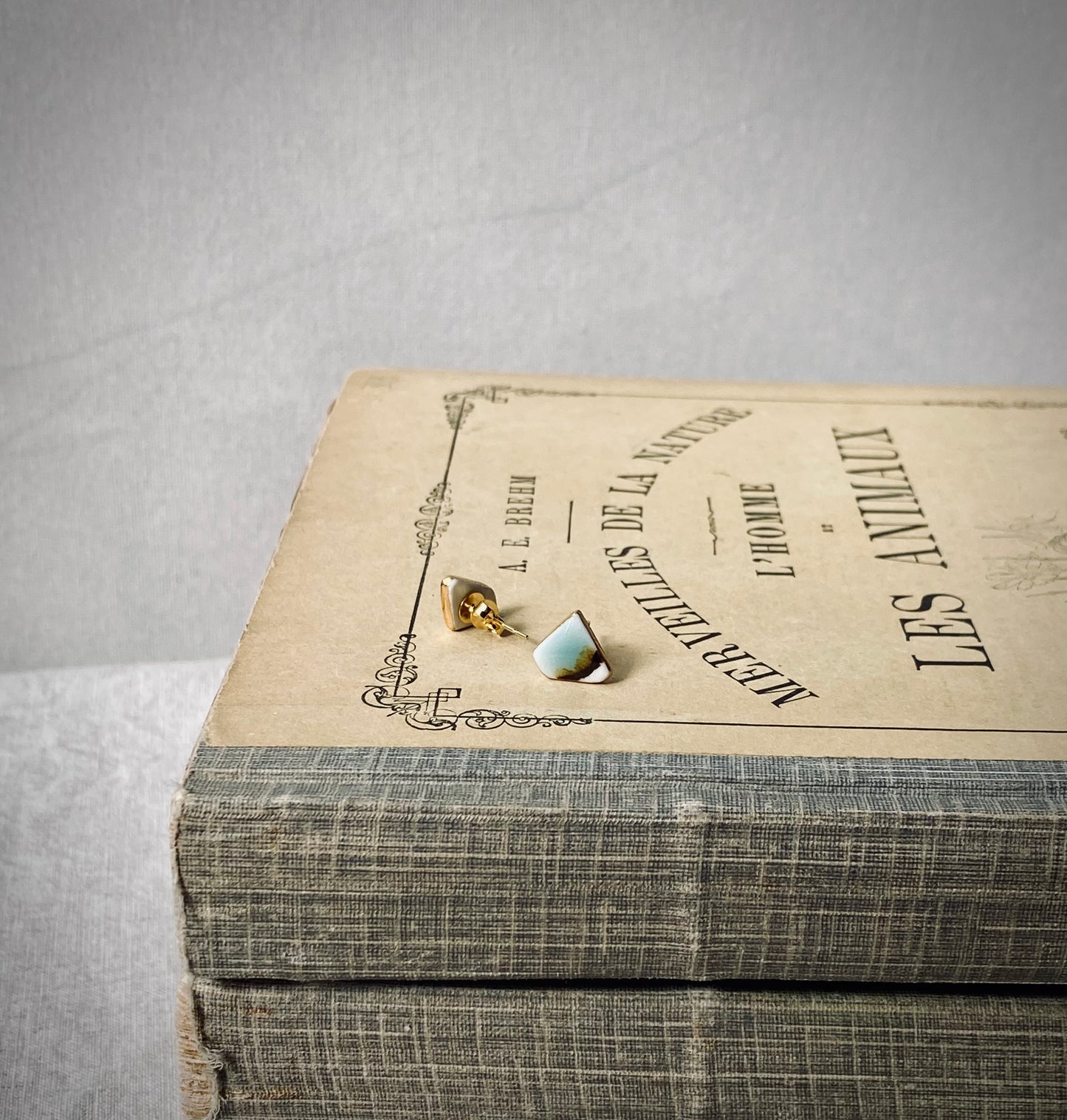 Fragment studs | celadon and ironstone 2