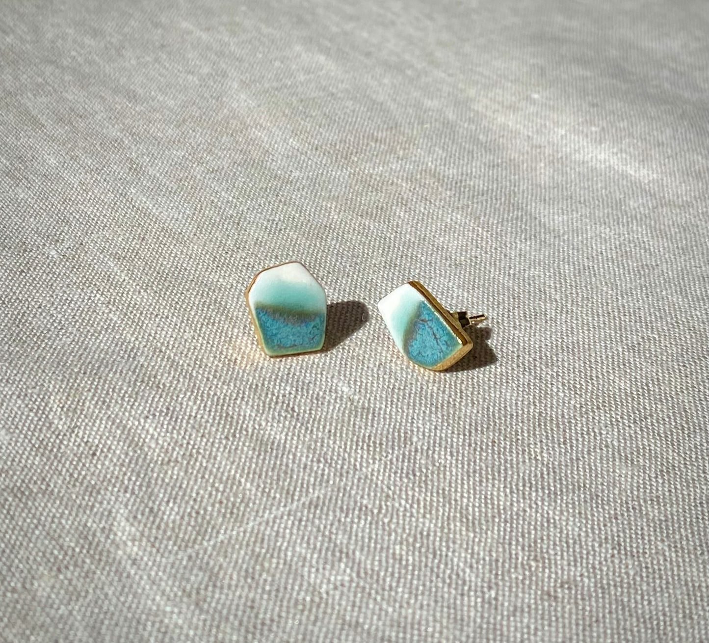 Fragment studs | celadon and blue rutile