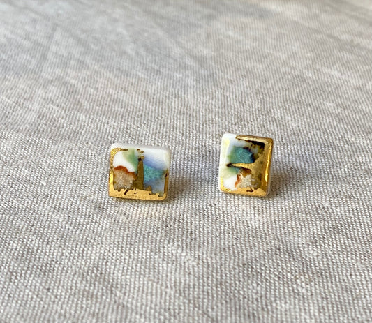 Fragment studs | blue, turquoise and rust