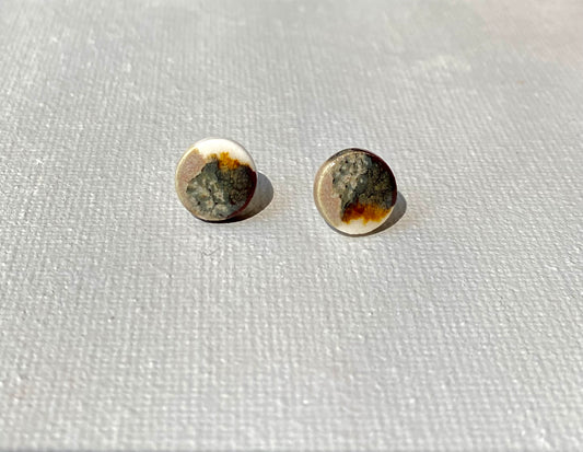 Porcelain painted studs | Ironstone and toasted sage