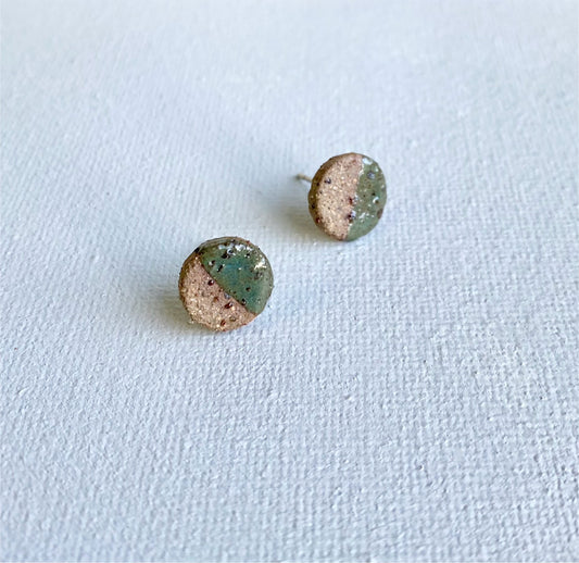 Dipped studs | Brown stoneware - Olive | small