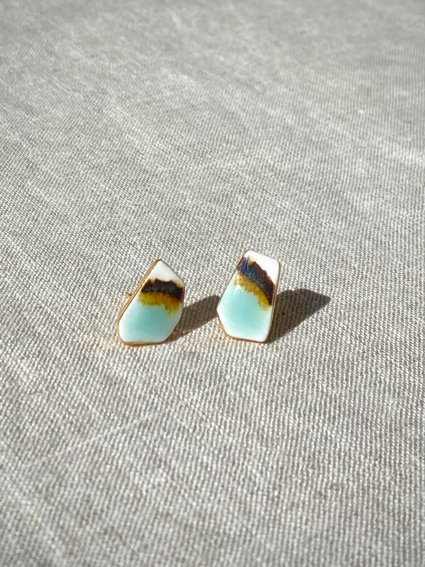 Fragment studs | celadon and ironstone 1