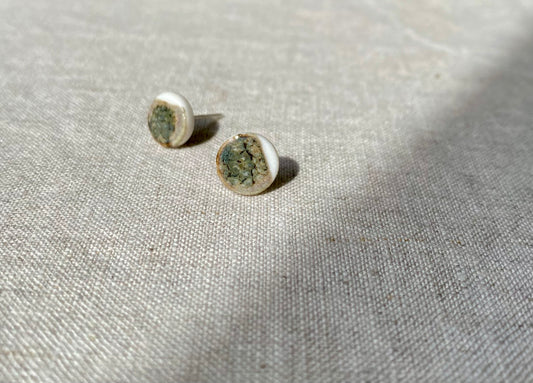 Porcelain painted studs | Ironstone and toasted sage