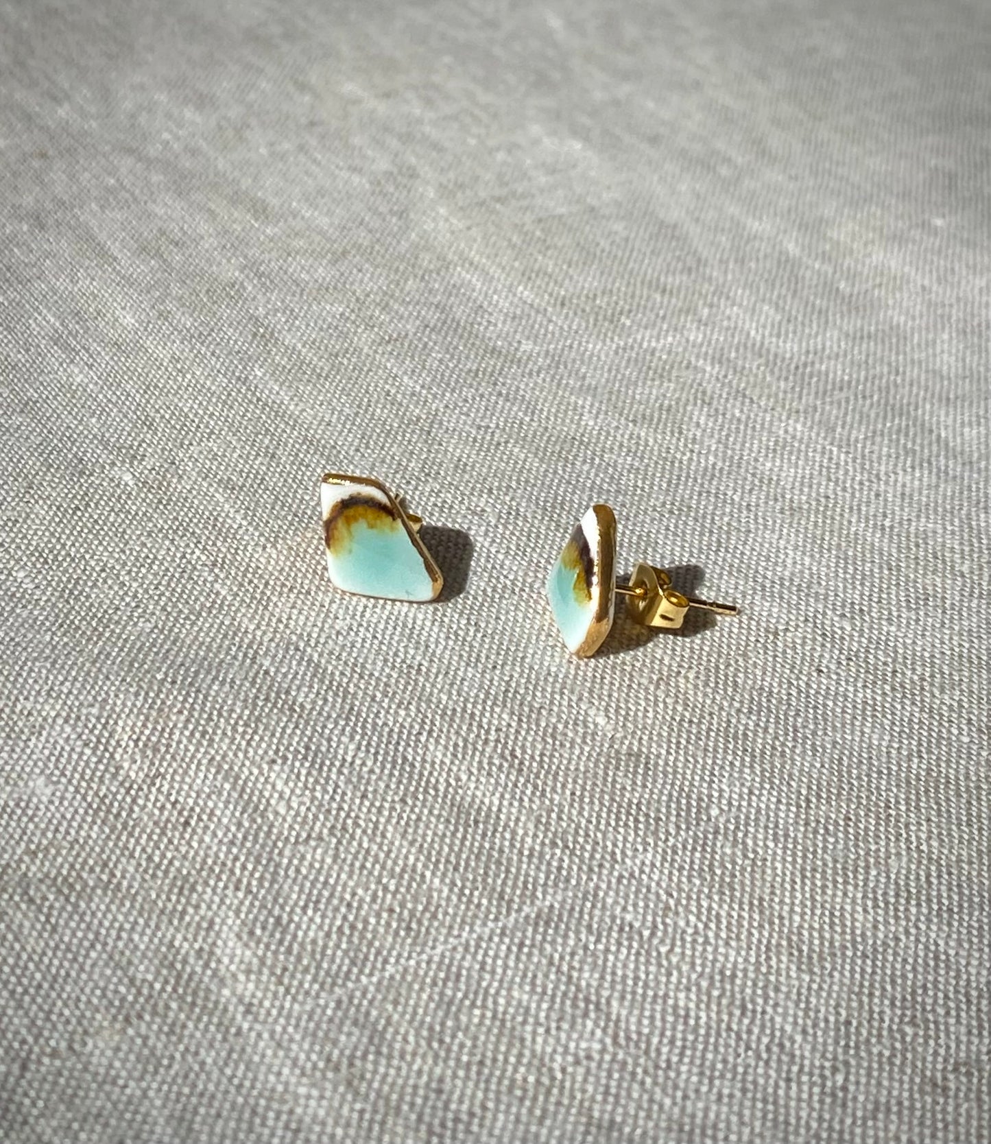 Fragment studs | celadon and ironstone 2