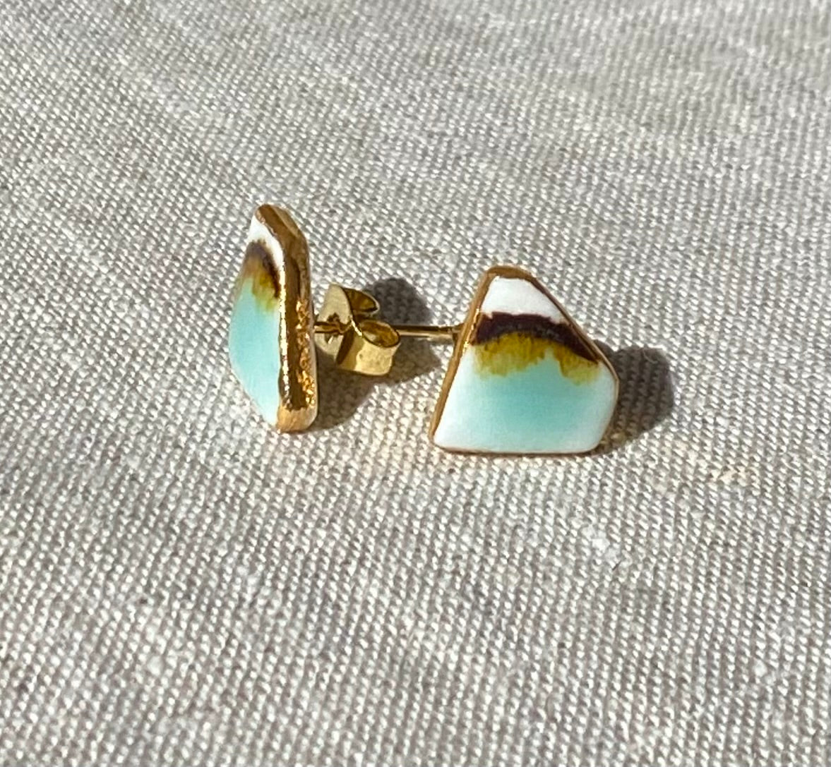 Fragment studs | celadon and ironstone 2