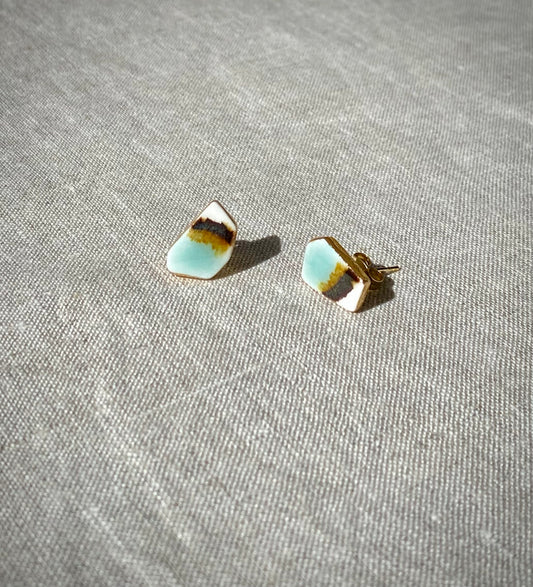 Fragment studs | celadon and ironstone 1