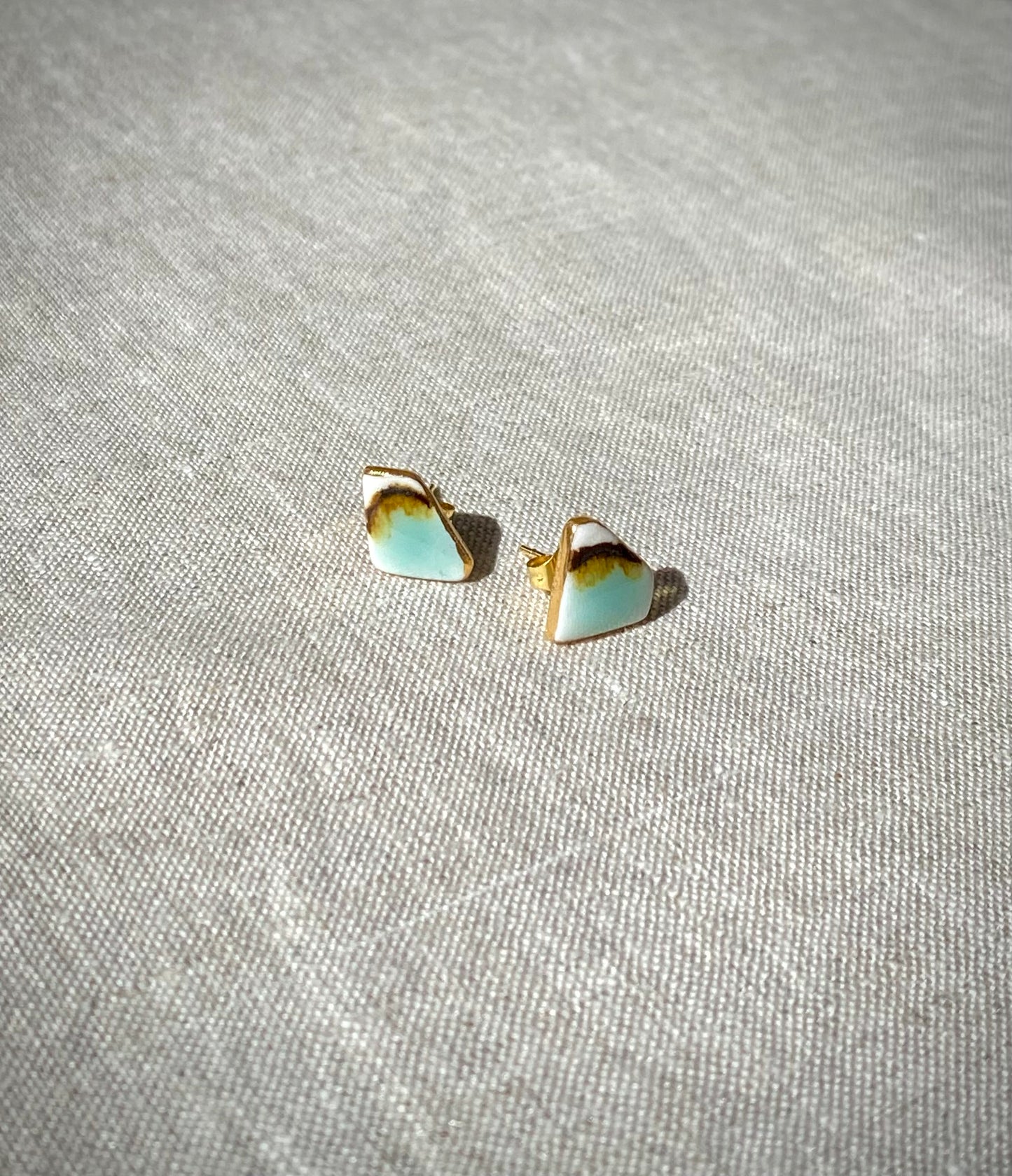 Fragment studs | celadon and ironstone 2