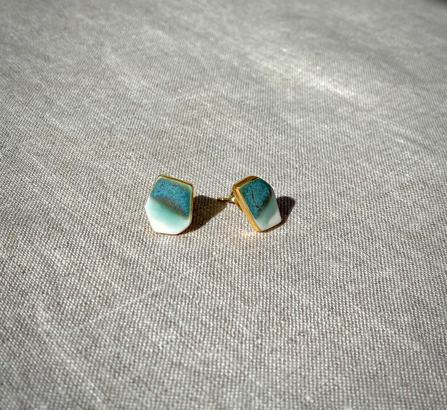 Fragment studs | celadon and blue rutile