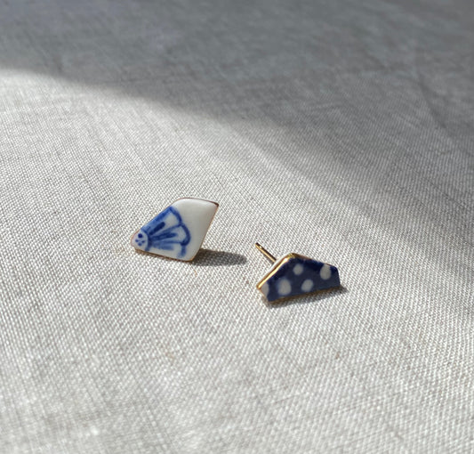 Fragment studs | polka dot and flower