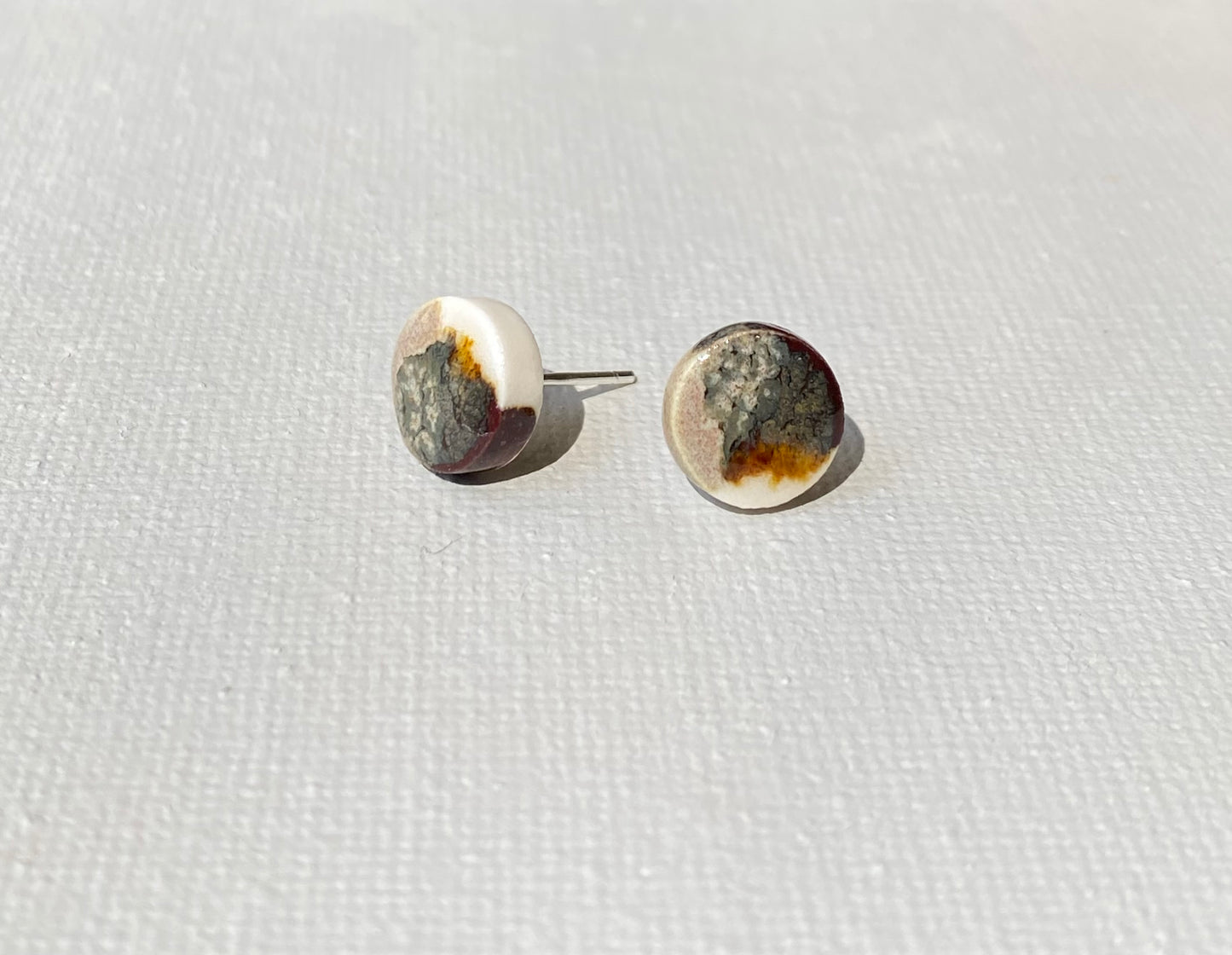 Porcelain painted studs | Ironstone and toasted sage