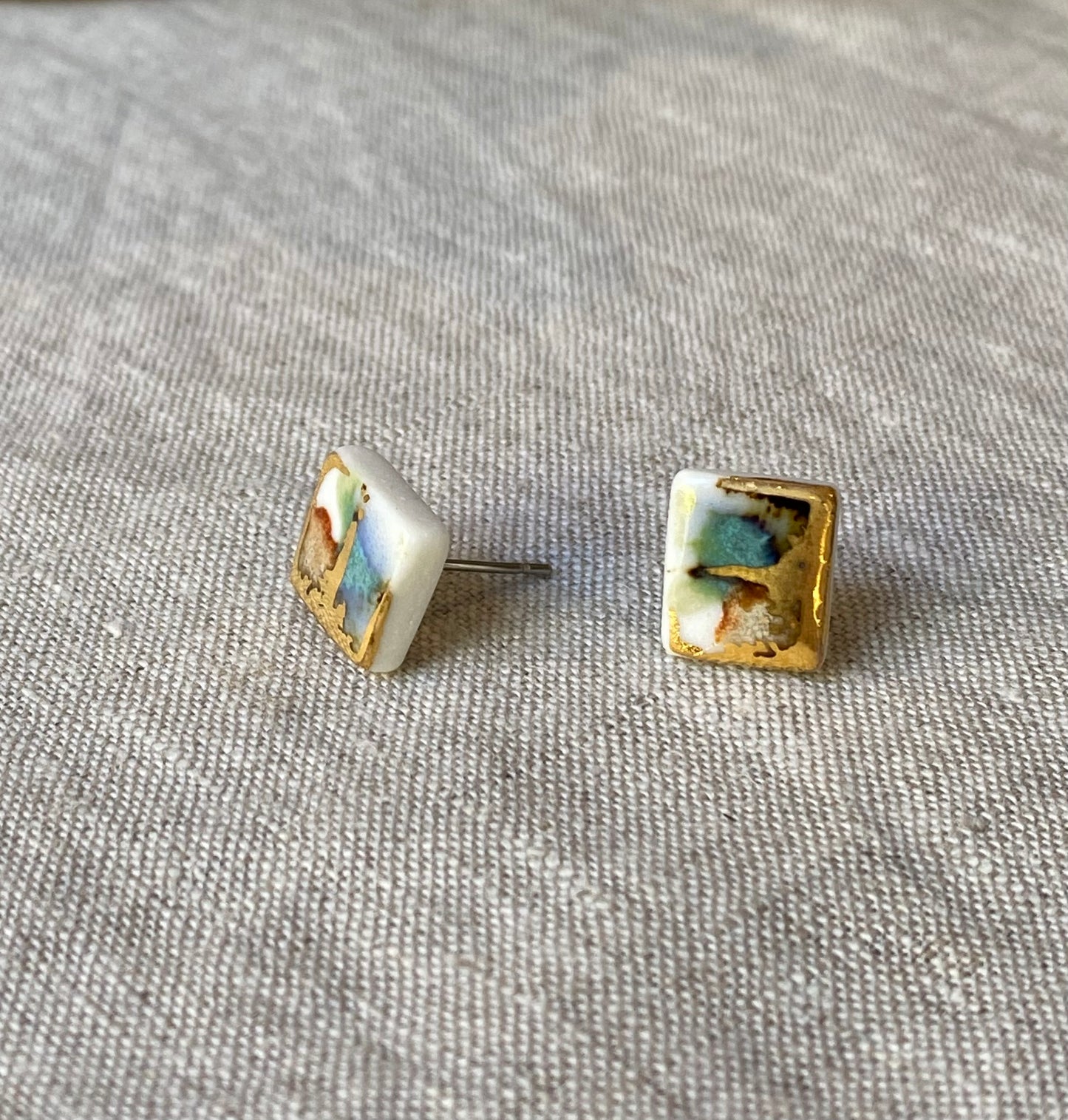 Fragment studs | blue, turquoise and rust