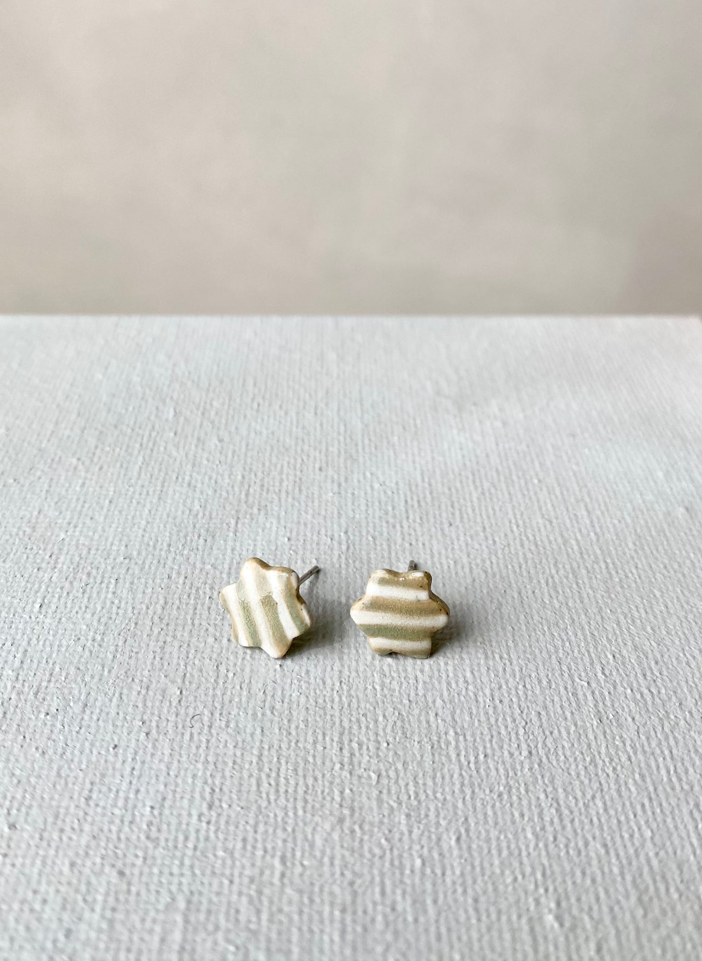 Blossom studs | Olive stripe