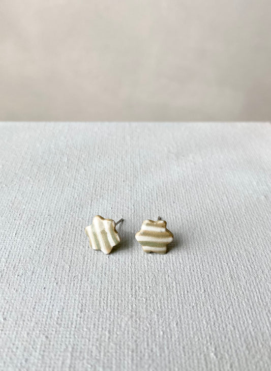 Blossom studs | Olive stripe