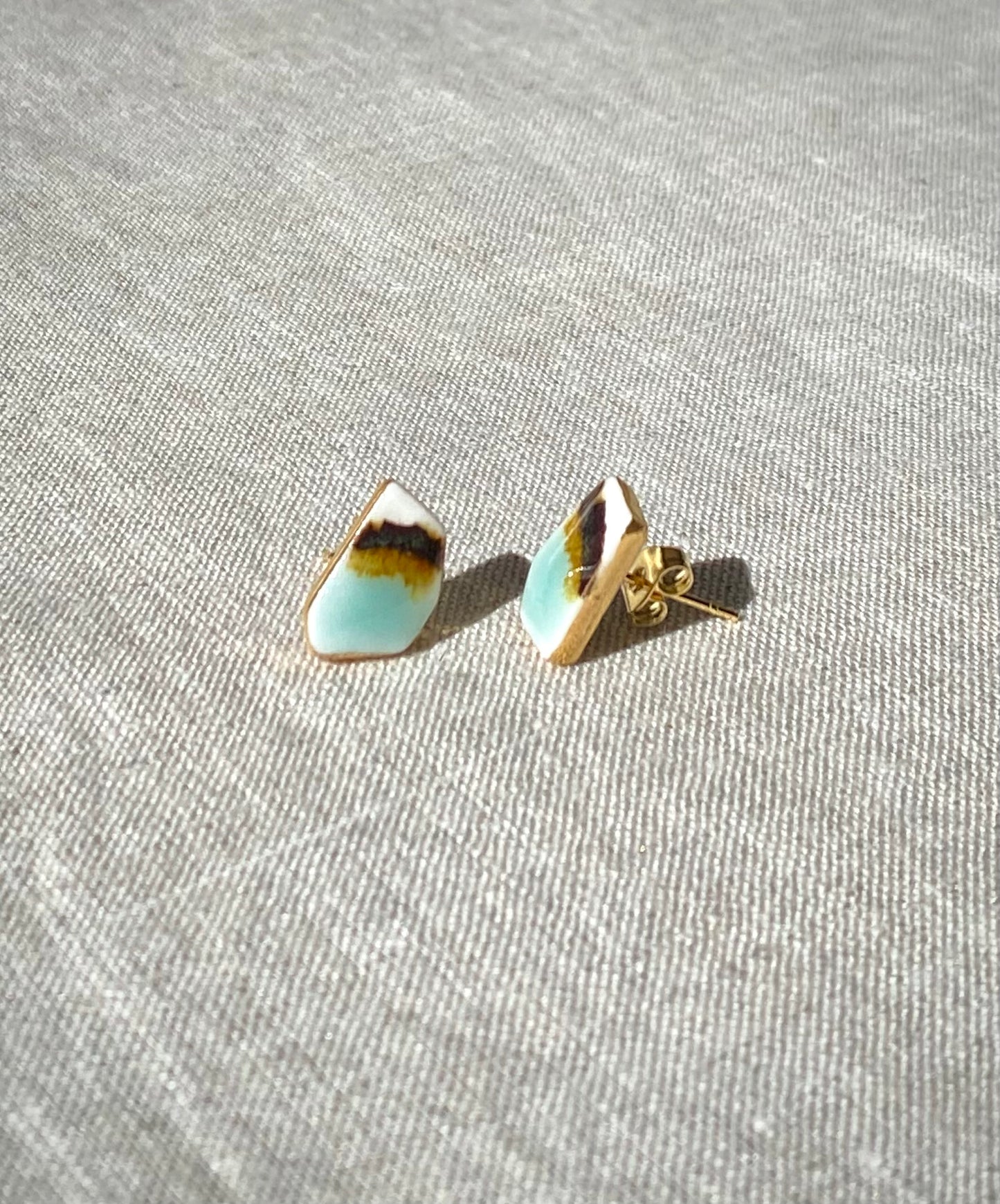 Fragment studs | celadon and ironstone 1