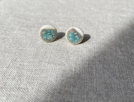 Porcelain painted studs | Turquoise and toasted sage