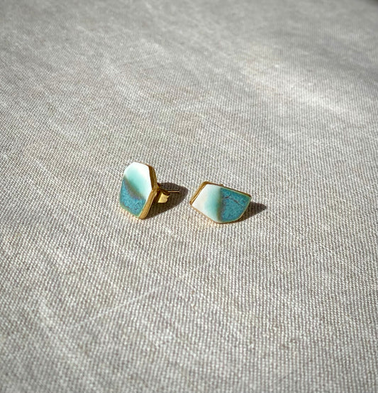Fragment studs | celadon and blue rutile